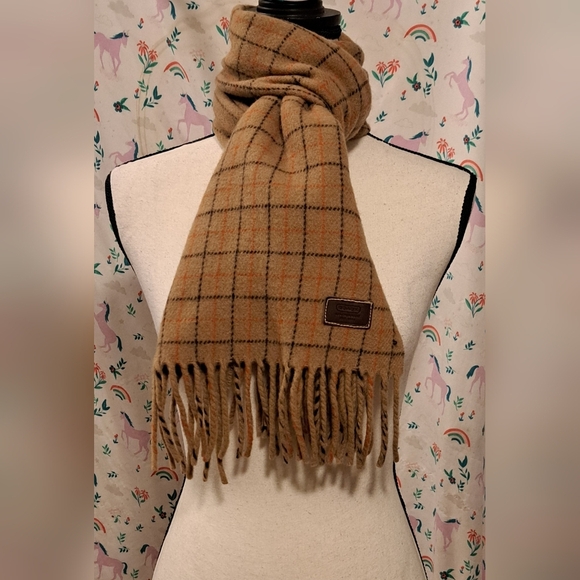 Vintage Y2K Coach Brown Merino Wool & Cashmere Casual Neutral Boho Scarf Wrap - Picture 1 of 8